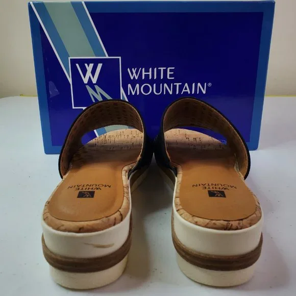 White Mountain Womens Black Platform Rhinestone Perforated Natasha Wedge - Picture 5 of 7